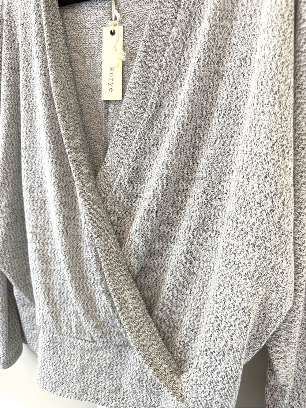 Korye Gray Wrap Sweater V-Neck Textured Knit Dolman Sleeve NWT XL - Picture 9 of 11
